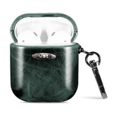 Estuche protector para auriculares con textura de cuero encerado al aceite y hebilla para colgar, para AirPods 1/2, para AirPods 3, para AirPods Pro